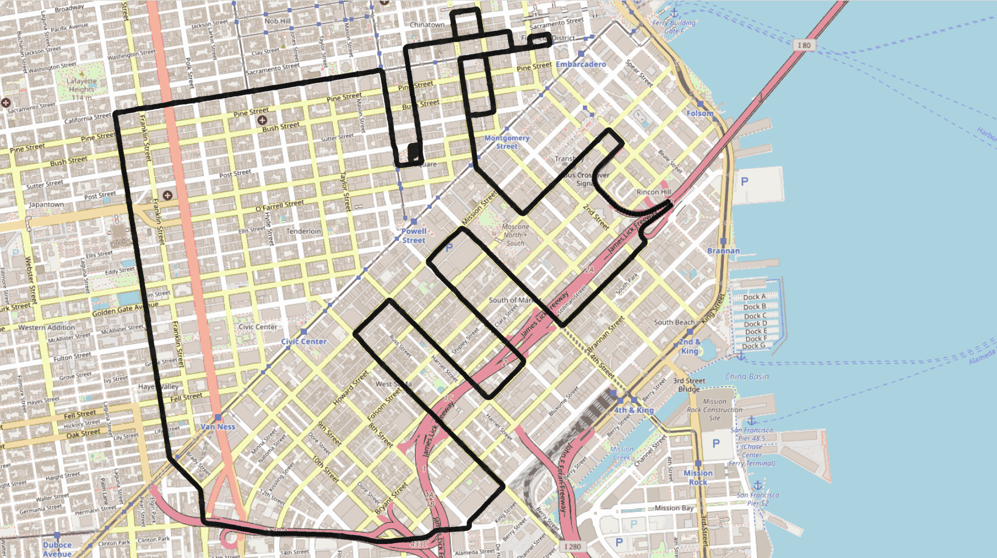 SF Wheel Odometry Route Map