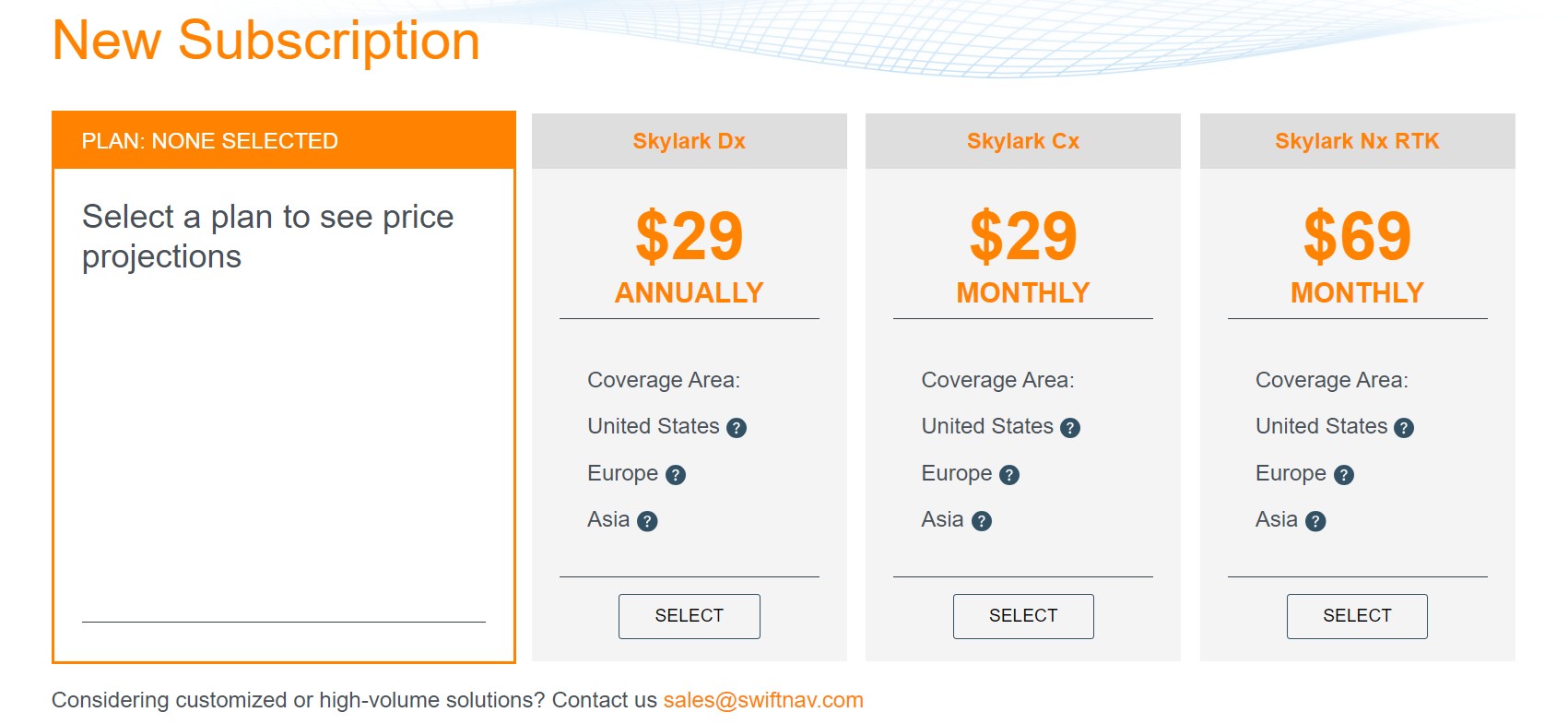 Adding a new subscription in the Skylark User Portal